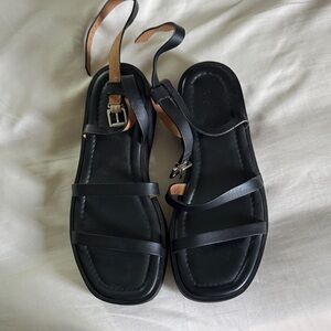 Madewell Black Strappy Leather Ankle-Tie Sandals